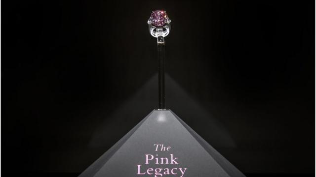 Close-up of The Pink Legacy, the most vibrant pink diamond