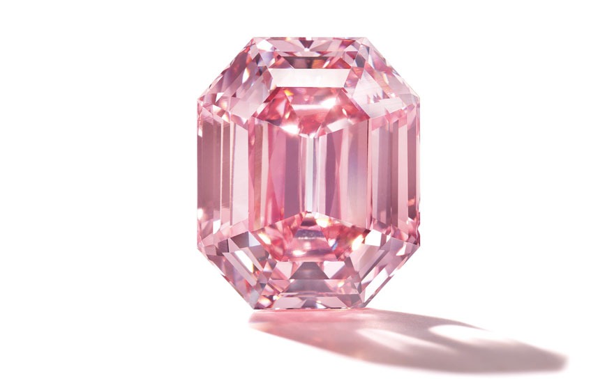The Pink Legacy, an 18.96-carat pink diamond, setting auction records.
